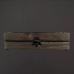 AMADEA Drevený vianočný kvetináč so stromčekom tmavý, vo vnútri s čiernou fóliou, 62x21,5x17cm, český výrobok