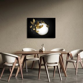 Sklenený obraz - Guľa so zlatými motívmi (70x50 cm)