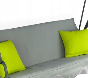 Garden Line ZÁHRADNÁ HOJDAČKA TYPU A 170 x 118 x 153 cm ŠEDÁ S LIME ZELENÝMI VANKÚŠIKMI A DRŽIAKMI NA POHÁRE