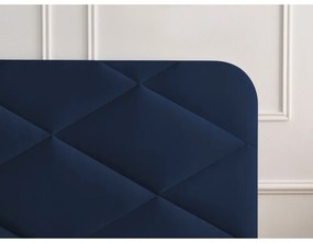 Tmavomodrá čalúnená dvojlôžková posteľ s roštom 140x190 cm Prune – Bobochic Paris