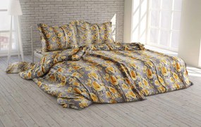 Polášek Krepové obliečky Drobné kvietky - Žltá / šedá | 140 x 220 cm / 70 x 90 cm