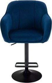 LuxuryForm DESIGN Barová stolička AVOLA VELUR na čiernom tanieri - modrá