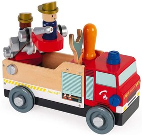 BricoKids - Drevené auto a stavebnica - Hasiči - 45 ks