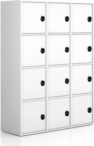 Kancelárska skriňa FRAME, 12x dvere, 1299 x 450 x 1735 mm, RFID zámok, biela