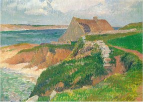 Sklenený obraz - Henri Moret, The Island of Raguenez, Brittany, reprodukcia (70x50 cm)