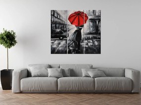 Gario Obraz na plátne Červený bozk v daždi - 3 dielny Rozmery: 90 x 60  cm