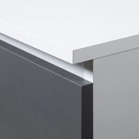 Písací stôl A-6 90 cm ľavý biely/grafit