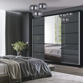 Šatníková skriňa SERENITY 232 cm šedý lesk MGB SERENITY SZP8/0/B/S/0/HIAL