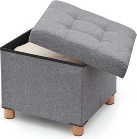 Domopak Čalúnená stolička s úložným priestorom na drevených nohách, sivá
