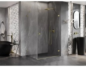 Mexen Lunar-B, pravostranný výklopný sprchový kút 90 x 80 cm, 8mm číre sklo, zlatý kartáčovaný - 832-090-080-55-00-P