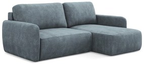 Sivomodrá ženilková rozkladacia/s úložným priestorom rohová pohovka (pravý roh/s leňoškou) Lilo – Makamii