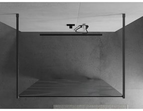 Mexen Kioto, sprchová zástena Walk-In 100 x 200 cm, 8mm číre sklo biely vzor, grafitový profil, 800-100-002-66-97