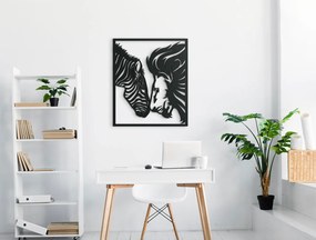 drevko 3D obraz na stenu Lev a zebra Rozmer obrazu: 38 x 32,5 cm, Farba dekorácie: Čierna