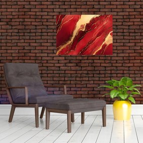 Obraz - Červeno-zlatý mramor (70x50 cm)