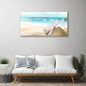 Obraz na plátne Pláž fľaša list umenie 125x50 cm