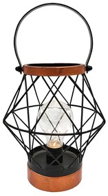 SOLIGHT Kovový lampáš so žiarovkou micro LED, teplá biela, 3xAA, 20cm