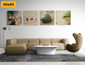 Set obrazov zátišie piesočnatej pláže - 4x 60x60