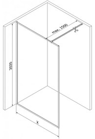 Mexen Kioto-F, sprchová zástena s rámom 115 x 202 cm, 8 mm číre sklo, čierny profil, 800-115-104-70-00