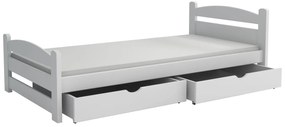 Detská posteľ z masívu borovice MAX so šuplíkmi - 200x90 cm - BIELA
