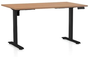 Výškovo nastaviteľný stôl OfficeTech B, 120 x 80 cm, čierna podnož, buk
