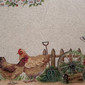 GOBELÍNOVÝ OBRUS FOWL 100X100 CM VZOROVANÁ