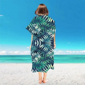 Plážový set BORNEO - osuška 100×180 cm a pončo 80×145 cm, tmavo modrý
