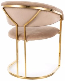 Sametové jídelní křeslo Tulipe béžové/zlaté