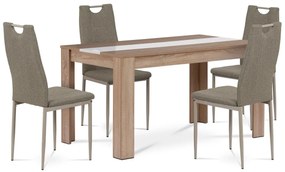 Jedálenský set z MDF so 4 stoličkami, 138 x 80 x75 cm, dub Sonoma