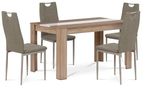 Jedálenský set z MDF so 4 stoličkami, 138 x 80 x75 cm, dub Sonoma