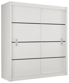 Skriňa s posúvacími dverami, biela/čierna, MERINA 203
