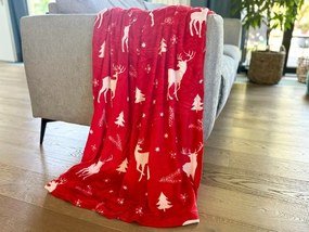 Červená vianočná mikroplyšová deka CHRISTMAS Rozmer: 160 x 200 cm