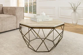Konferenčný stolík Diamond Travertín mosadzný podstavec 70cm