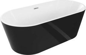 Mexen Luna, voľne stojaca vaňa 170 x 80 cm + chrómová odtoková zátka a prepadový otvor, čierna-biela, 52031708075
