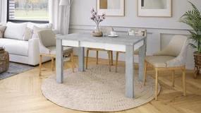 FONTE Svetlý Betón Ateliér / Biely Mat - KLASICKÝ STÔL DO KUCHYNE/OBÝVACEJ IZBY 110x75 ROZKLADANÝ DO 155 cm!