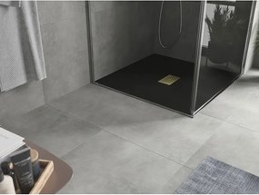 Mexen Hugo, štvorcová sprchová vanička SMC 100 x 100 cm, čierna, zlatá krytka, 42701010-G