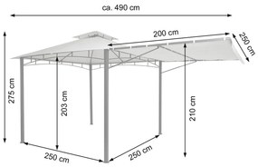 Pergola se stahovací střechou 2,5x2,5 m