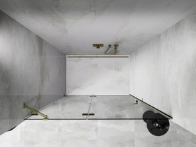Mexen, Mexen Lunar ľavé otočné sprchové dvere 140 cm, transparentné, zlaté - 834-140-000-50-00-L