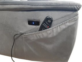 Elektrické polohovacie kreslo Neptun Velvet s masážou sivé