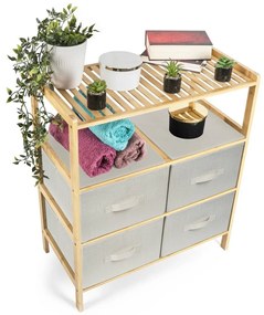 G21 Bambusový regál s košíkmi, 3 police, béžová, 3 poschodia