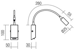 Redo 01-4802 - LED flexibilná lampička HELLO LED/3W/230V bronzová