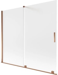 Mexen Velar, 2-krídlová posuvná vaňová zástena 180 x 150 cm, 8mm sklo námraza, ružové zlato, 896-180-000-31-60