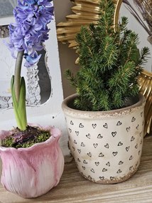 Ružový keramický obal na kvetináč v tvare kvetu tulipánu - Ø 12*10 cm