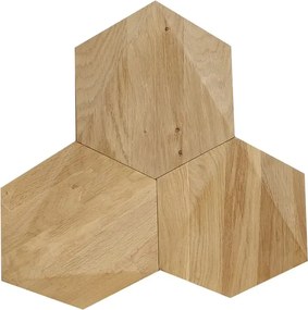 3D drevený obklad na stenu z masívu Hexagon Oak, balenie 20ks