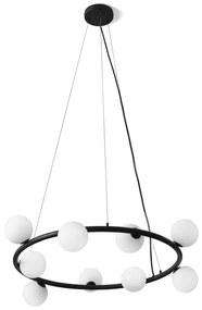Závesná lampa Pomì 9-plameňová s sklenenými guľami