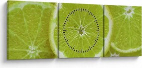 Obraz - citróny na reze (s hodinami) (90x30 cm)