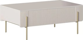 Kávový stolík Malmi 100 cm so zásuvkami - kašmír / zlaté nožičky