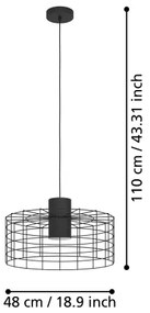 Eglo 43628 - Luster na lanku MILLIGAN 1xE27/40W/230V pr. 48 cm čierna