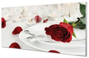Nástenný panel  večera sviečky ruže 100x50 cm