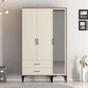 Šatníková skriňa Kiara RT (orech + krémová). Akcia -19%. Vlastná spoľahlivá doprava až k Vám domov. 1088483