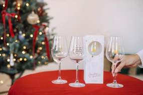 Bella Rose Pohár na víno Čakám na zlaté prasiatko + vianočná krabička SK